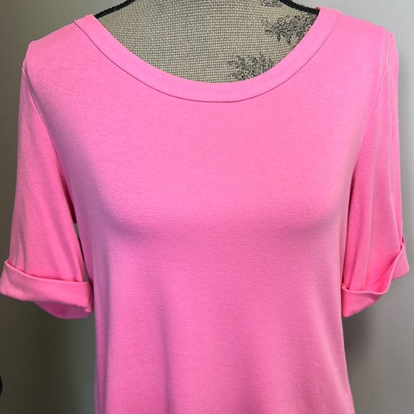 Talbots Tops - Talbots Deep Pink Cotton/Spandex ShortSleeve Round Neck Stretch Weekend Tee Sz L